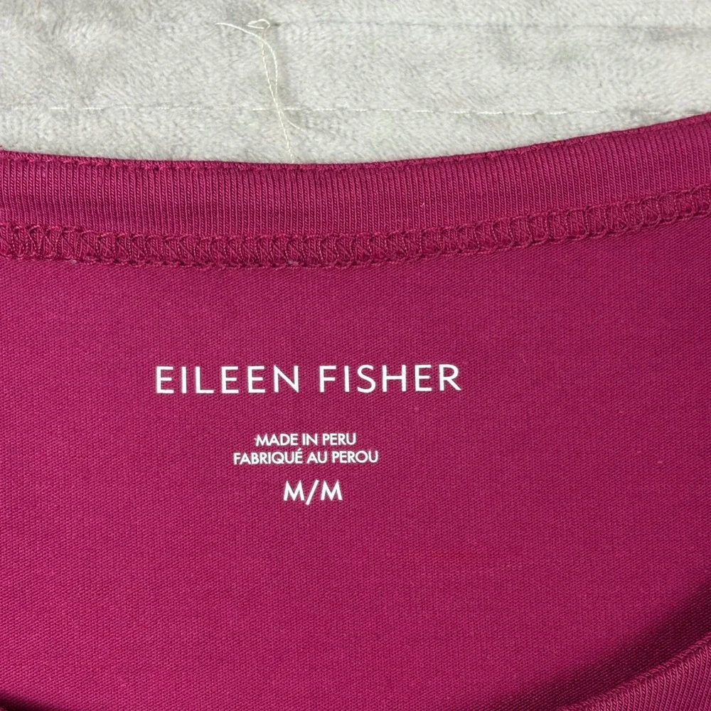 Eileen Fisher Magenta Pink Organic Cotton Sleeveless Shift Dress Medium M